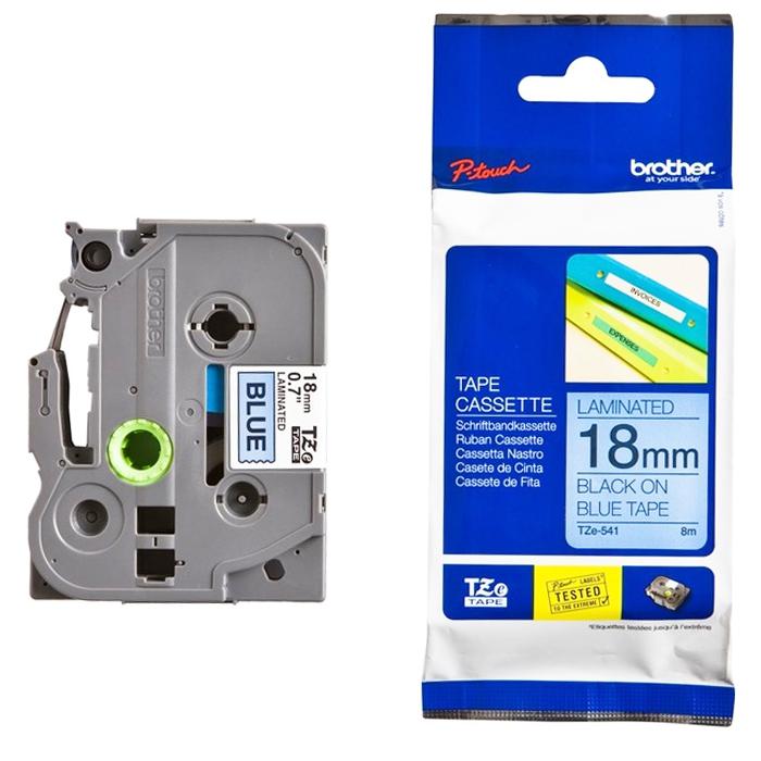 TZe-541 Compatible TZe-541 Laminated Label Tape for Brother p touch TZe-631 (18mm x 8 meter Black On Blue)
