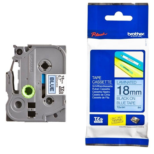 TZe-541 Compatible TZe-541 Laminated Label Tape for Brother p touch TZe-631 (18mm x 8 meter Black On Blue)