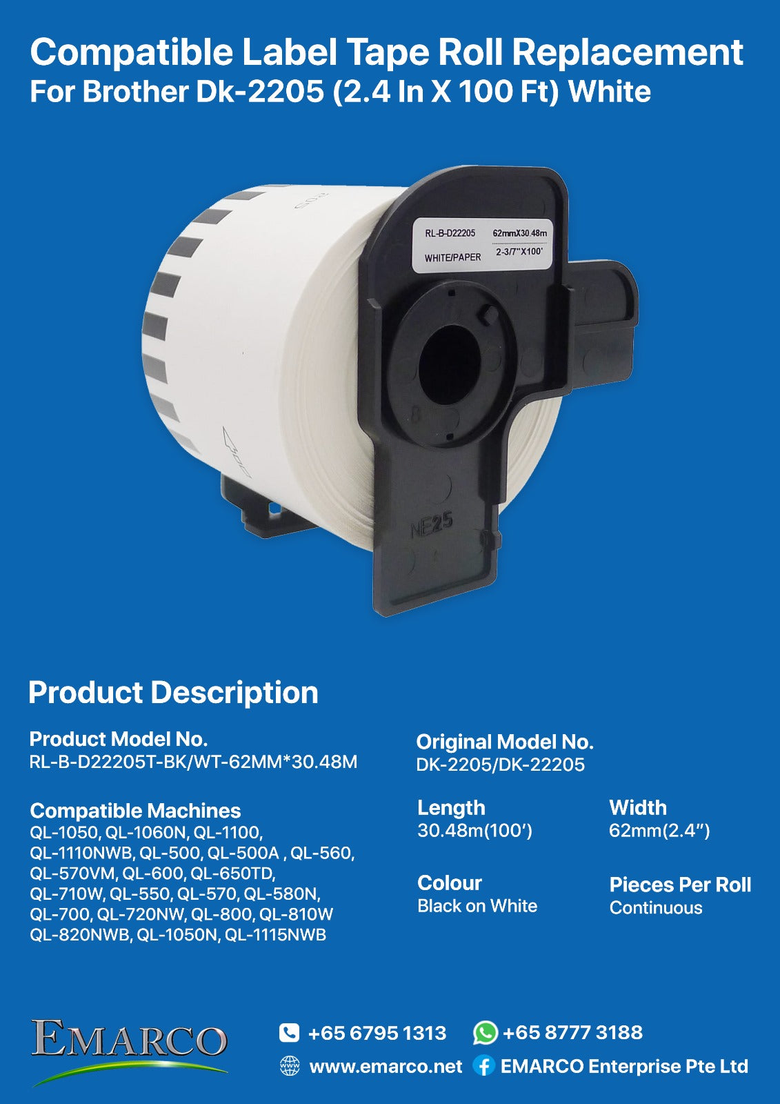 DK 11209/DK 1209, Compatible for Brother QL 570, 580, 700, 710, 800, 810W, 820NWB (800-Label Roll)