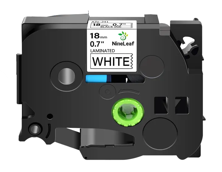 Brother P-touch TZ-241/TZE-241 Laminated Black on White Compatible Label Tape (18mm x 8m)